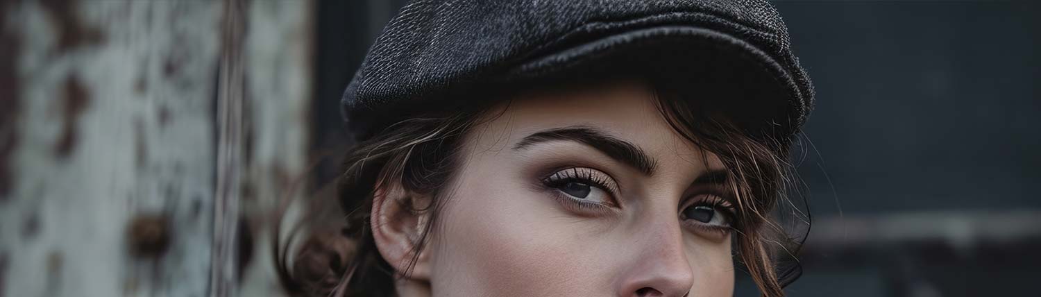 Der tiefe Blick einer Frau, die eine Flatcap trägt